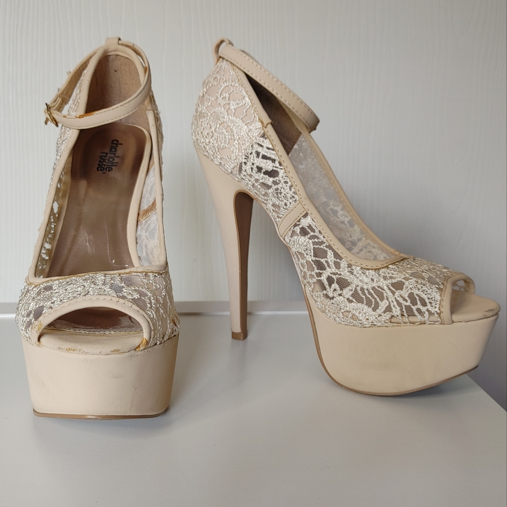 Charlotte Russe Lace Peep Toe Pump